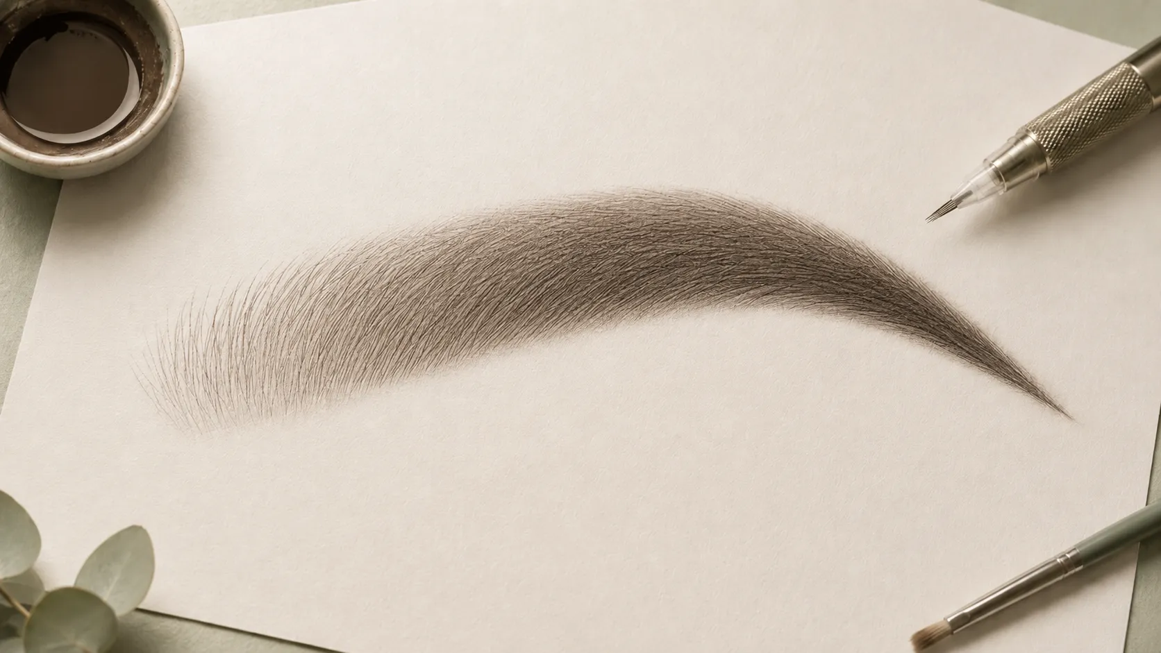 Effetto powder brows (ombré) del trucco semipermanente sopracciglia: sfumatura morbida e piena